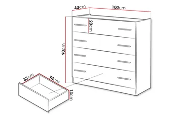 Dentro kommode 100x40x90 cm - Beige / Hvid - Opbevaring - Opbevaringsmøbler - Kommode - Entrékommode