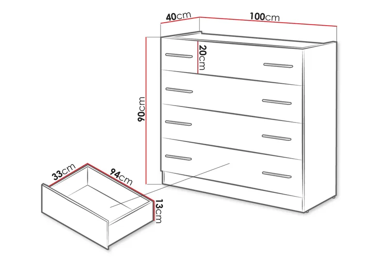 Dentro kommode 100x40x90 cm - Beige / Hvid - Opbevaring - Opbevaringsmøbler - Kommode - Entrékommode