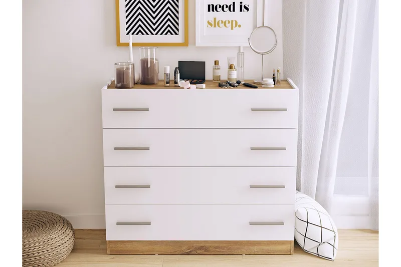 Dentro kommode 100x40x90 cm - Beige / Hvid - Opbevaring - Opbevaringsmøbler - Kommode - Entrékommode