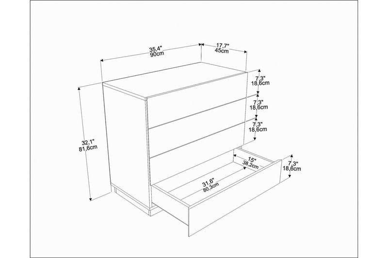 Desgrar Kommode 90x81,6 cm - Brun - Opbevaring - Opbevaringsmøbler - Kommode - Entrékommode