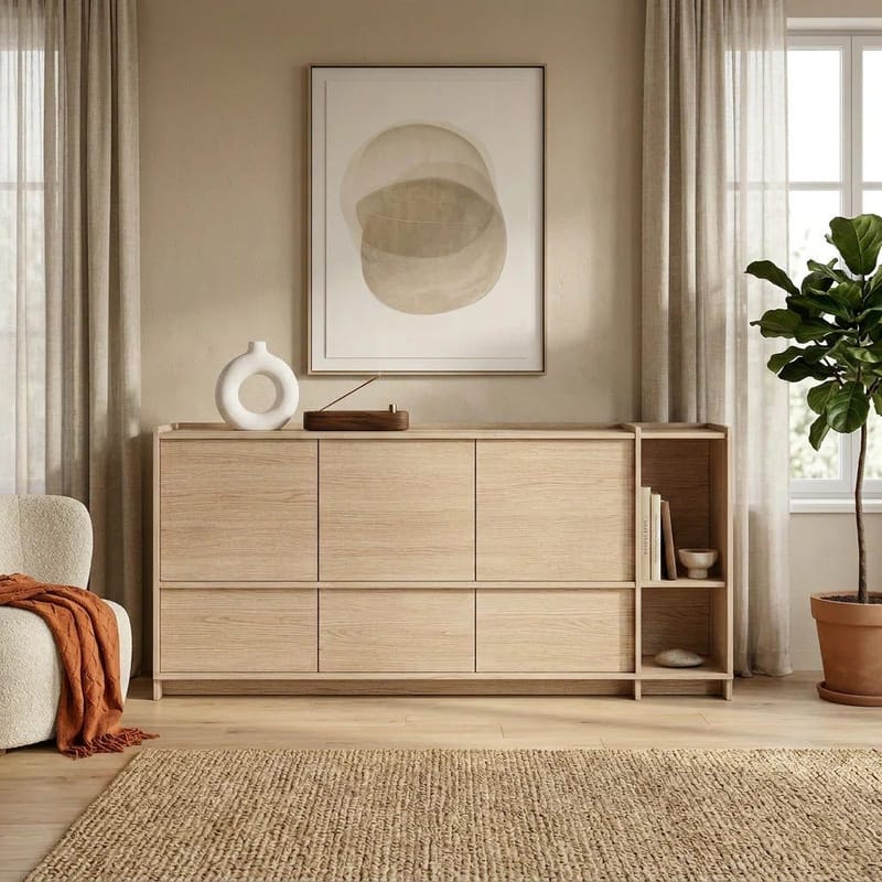 Kommode Deyloris 190 cm - lyst naturtræ - Opbevaring - Opbevaringsmøbler - Skænke & sideboards