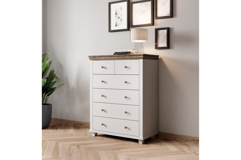 Doade kommode 90x42x112,5 cm - Askegrå/Natur - Opbevaring - Opbevaringsmøbler - Kommode - Entrékommode