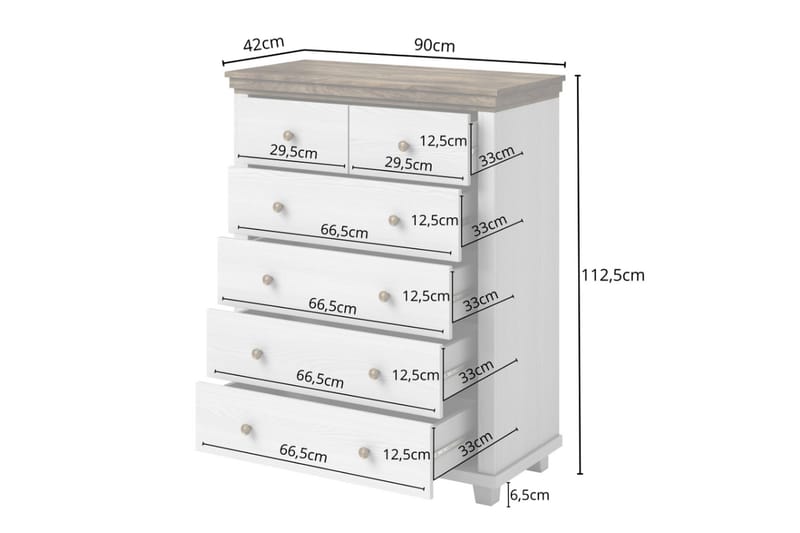 Doade kommode 90x42x112,5 cm - Askegrå/Natur - Entréopbevaring - Entrékommode - Kommode