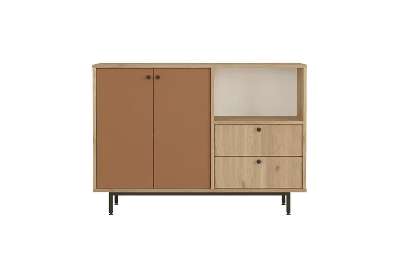 Donae Kommode 120 cm, Eg/Rød