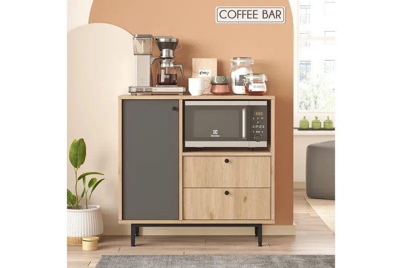 Donae Kommode 88 cm - Eg/Antracit - Opbevaring - Opbevaringsmøbler - Kommode - Entrékommode