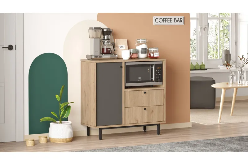 Donae Kommode 88 cm - Eg/Antracit - Opbevaring - Opbevaringsmøbler - Kommode - Entrékommode