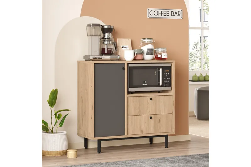 Donae Kommode 88 cm - Eg/Antracit - Opbevaring - Opbevaringsmøbler - Kommode - Entrékommode