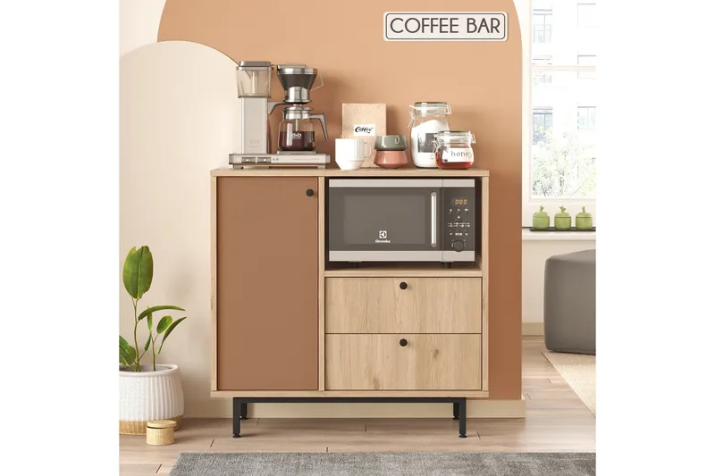 Donae Kommode 88 cm - Eg/Rød - Opbevaring - Opbevaringsmøbler - Kommode - Entrékommode