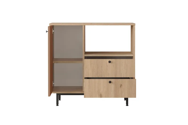 Donae Kommode 88 cm - Eg/Rød - Opbevaring - Opbevaringsmøbler - Kommode - Entrékommode