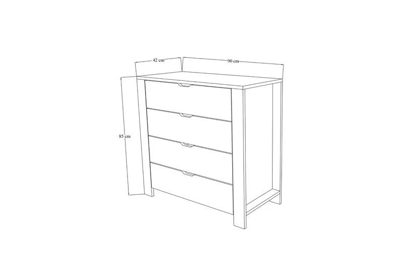 Durusu Kommode 90 cm - Hvid - Opbevaring - Opbevaringsmøbler - Kommode - Entrékommode