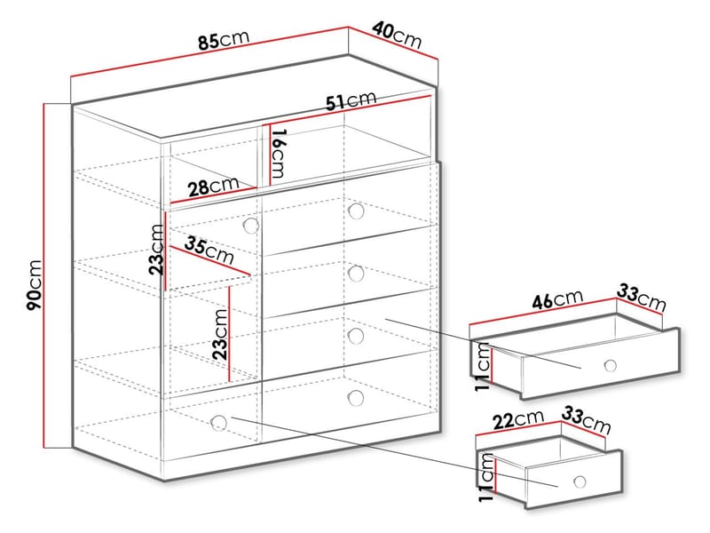 Elvaren Skænk 85 cm - Opbevaring - Opbevaringsmøbler - Kommode - Entrékommode