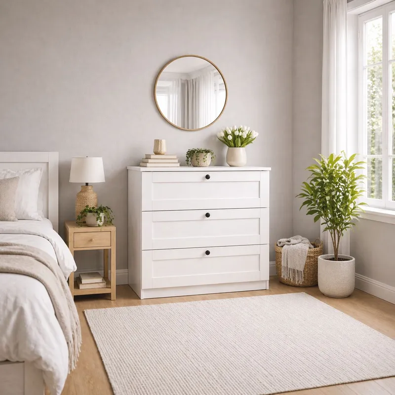 Kommode Hanah Home Lucas (80 x 7,5 x 42,5 cm) Hvid, Hvid