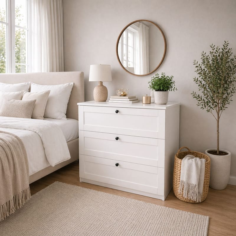 Kommode Hanah Home Lucas (80 x 7,5 x 42,5 cm) Hvid - Hvid - Opbevaring - Opbevaringsmøbler - Kommode - Entrékommode