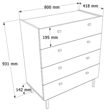 Kommode Hanah Home Luke (80 x 93,1 x 41,8 cm) Hvid - Hvid - Opbevaring - Opbevaringsmøbler - Kommode - Entrékommode