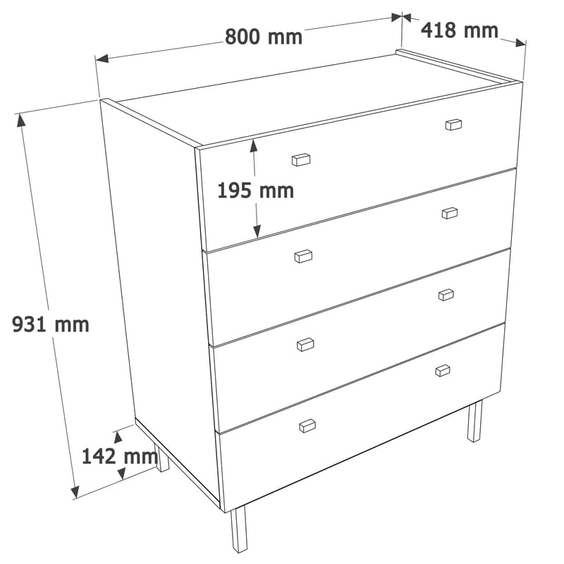 Kommode Hanah Home Luke (80 x 93,1 x 41,8 cm) Hvid - Hvid - Opbevaring - Opbevaringsmøbler - Kommode - Entrékommode