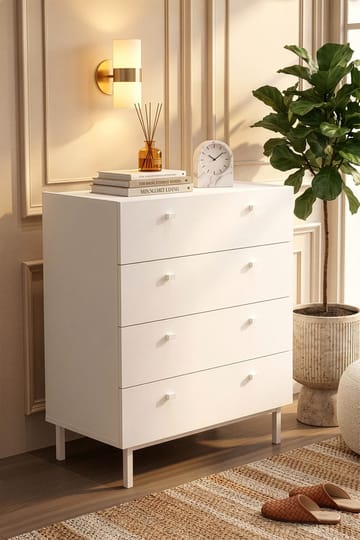 Kommode Hanah Home Luke (80 x 93,1 x 41,8 cm) Hvid - Hvid - Opbevaring - Opbevaringsmøbler - Kommode - Entrékommode