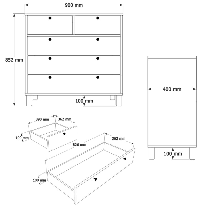 Kommode Hanah Home Nord (90 x 85,2 x 40 cm) Hvid eg - Hvid og eg - Opbevaring - Opbevaringsmøbler - Kommode - Entrékommode