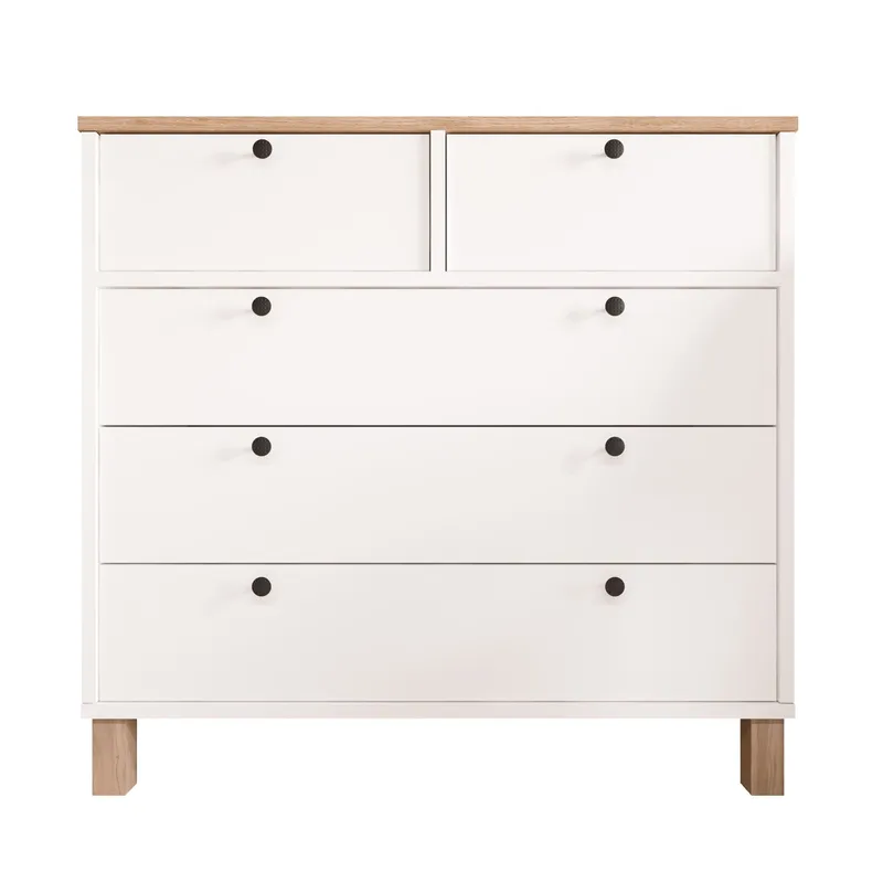 Kommode Hanah Home Nord (90 x 85,2 x 40 cm) Hvid eg, Hvid og eg