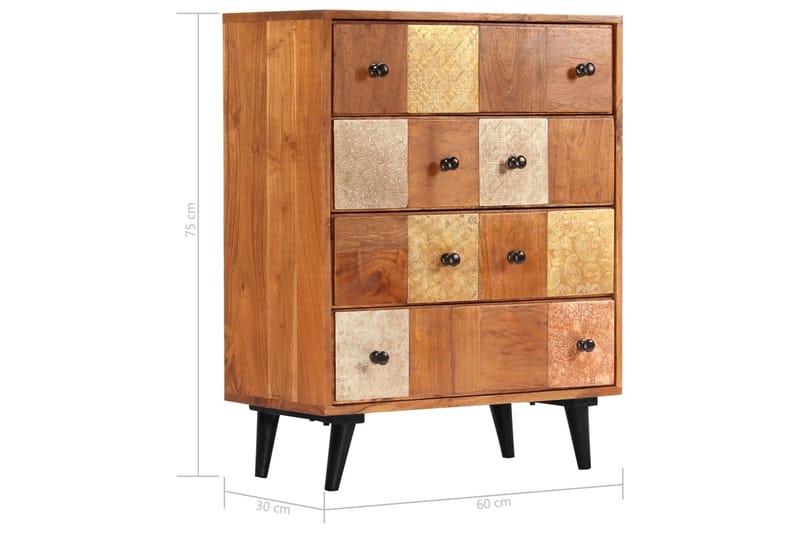 Kommode Massivt Akacietræ 60 X 30 X 75 Cm - Flerfarvet - Opbevaring - Opbevaringsmøbler - Kommode - Entrékommode