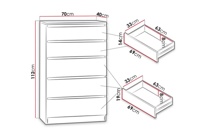 Malwa kommode 70x40x112 cm - Opbevaring - Opbevaringsmøbler - Kommode - Entrékommode