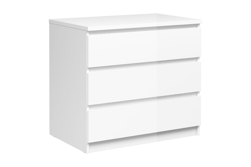 Naia Kommode 77 cm 3 Skuffer - Hvid/Højglans - Opbevaring - Opbevaringsmøbler - Kommode - Entrékommode