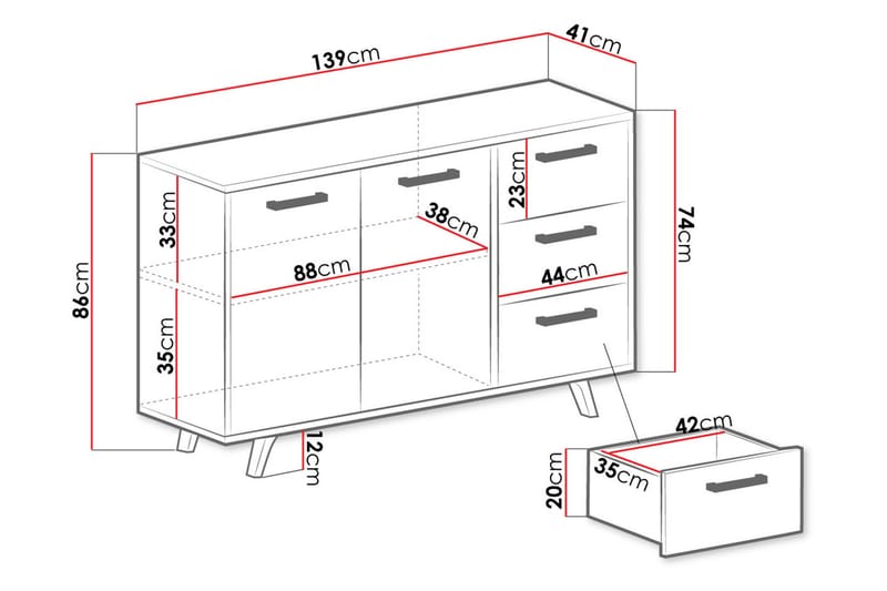 Escaldes Kommode 41x139 cm - Blå/Guld - Entréopbevaring - Entrékommode - Kommode