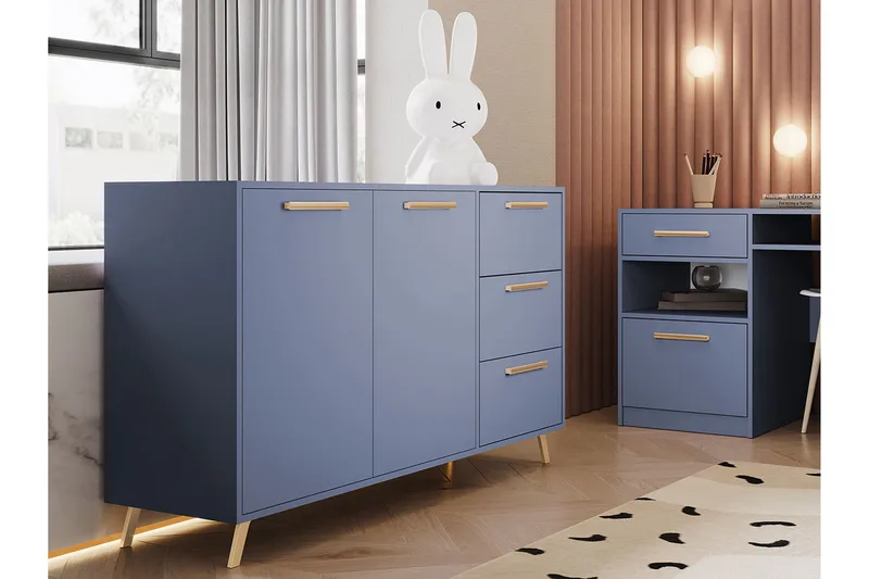 Escaldes Kommode 41x139 cm - Blå/Guld - Opbevaring - Opbevaringsmøbler - Kommode - Entrékommode