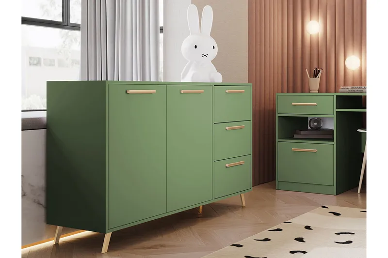 Escaldes Kommode 41x139 cm - Grøn/Guld - Opbevaring - Opbevaringsmøbler - Kommode - Entrékommode