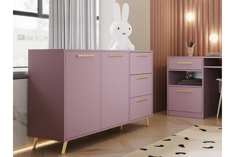 Escaldes Kommode 41x139 cm - Lilla/Guld - Opbevaring - Opbevaringsmøbler - Kommode - Entrékommode