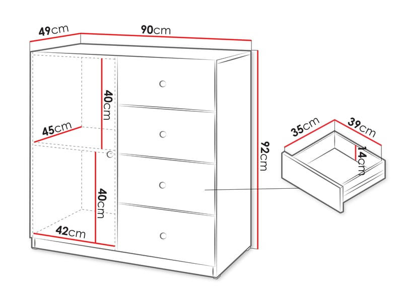 Fayric Kommode 90 cm - Beige - Opbevaring - Opbevaringsmøbler - Kommode - Entrékommode
