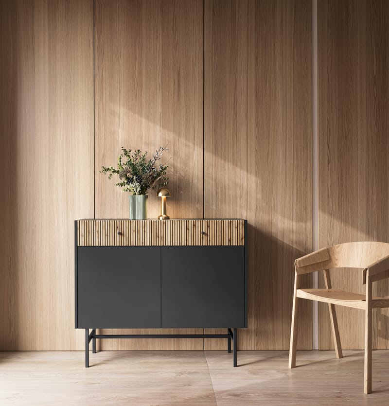Francisca Kommode 104 cm - Sort/Eg - Opbevaring - Opbevaringsmøbler - Kommode