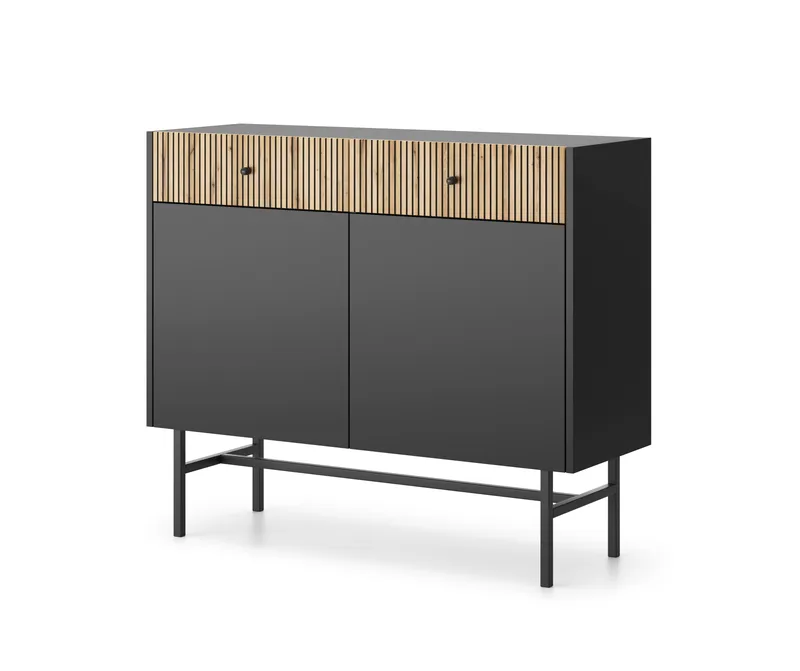 Francisca Kommode 104 cm - Sort/Eg - Opbevaring - Opbevaringsmøbler - Kommode