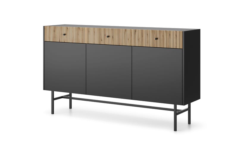 Francisca Kommode 155 cm - Sort/Eg - Opbevaring - Opbevaringsmøbler - Kommode