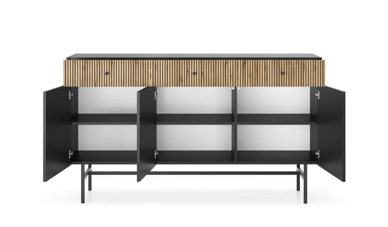 Francisca Kommode 155 cm - Sort/Eg - Opbevaring - Opbevaringsmøbler - Kommode