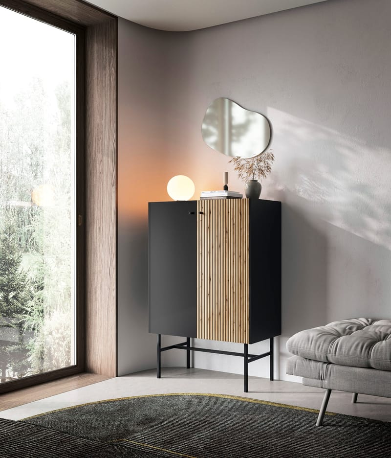 Francisca Kommode 93 cm - Sort/Eg - Opbevaring - Opbevaringsmøbler - Kommode - Entrékommode