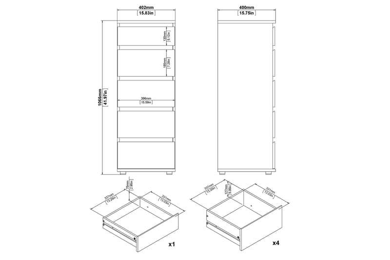 Fusterla Kommode 50x40 cm - Hvid - Entréopbevaring - Entrékommode - Kommode