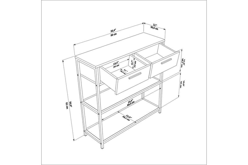 Fynlor Kommode 90 cm - Sort/Hvid - Opbevaring - Opbevaringsmøbler - Kommode - Entrékommode