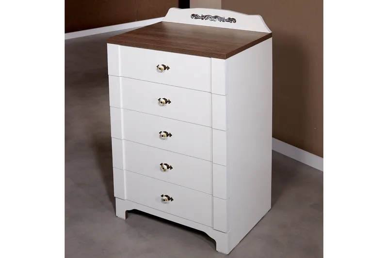 Gaszpar kommode - Hvid / valnød - Opbevaring - Opbevaringsmøbler - Kommode - Entrékommode