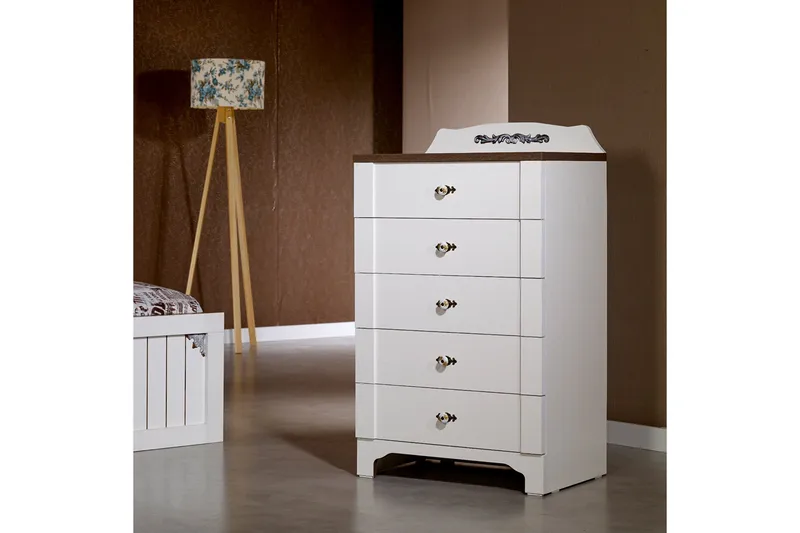 Gaszpar kommode - Hvid / valnød - Opbevaring - Opbevaringsmøbler - Kommode - Entrékommode