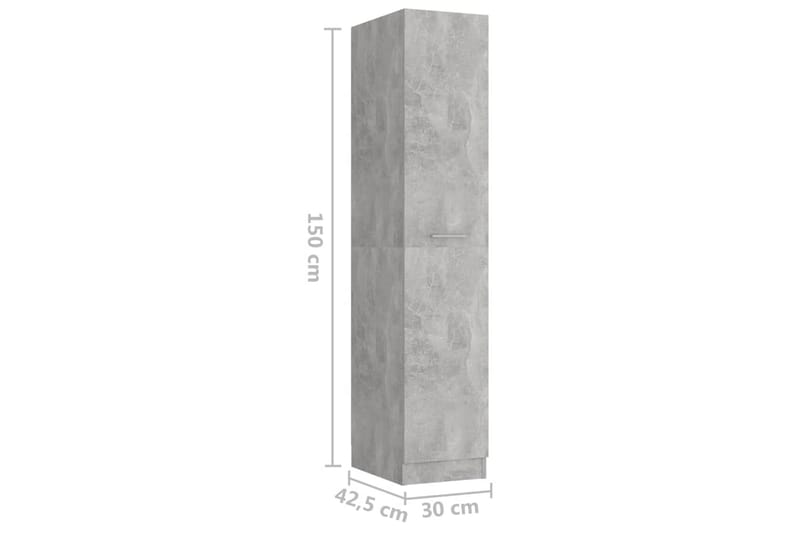 højskab 30x42,5x150 cm spånplade betongrå - Grå - Købmandsdisk - Kommode