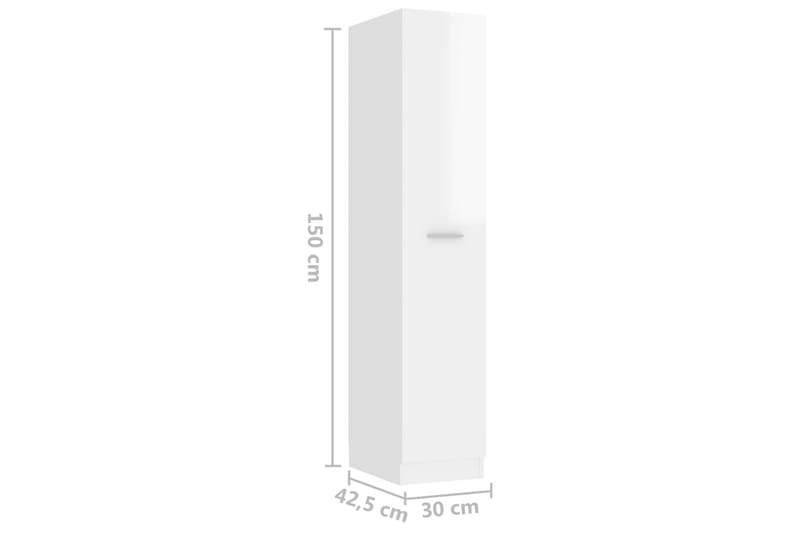 højskab 30x42,5x150 cm spånplade hvid højglans - Hvid - Købmandsdisk - Kommode