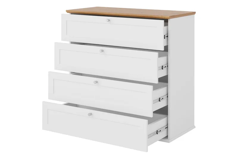 Hammerdal Kommode 92 cm - Hvid/Eg - Opbevaring - Opbevaringsmøbler - Kommode - Entrékommode