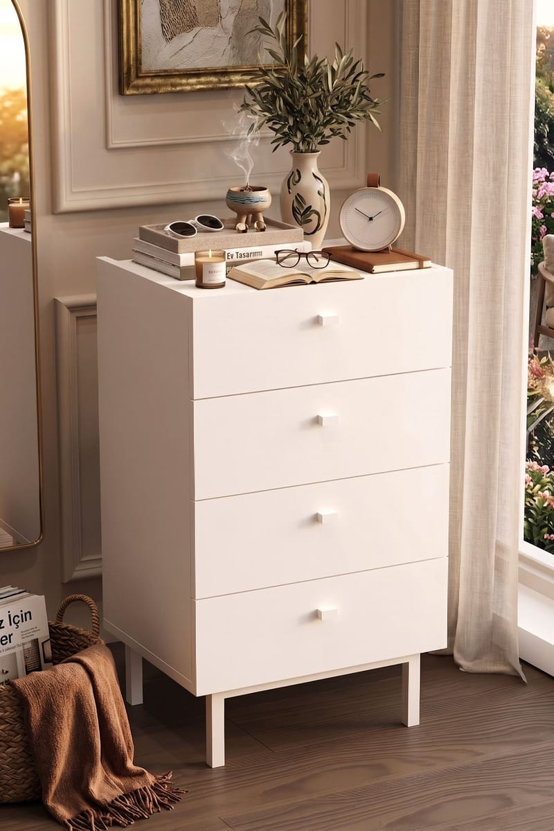 Kommode Hanah Home Luke (47,9 x 80,1 x 36,8 cm) Hvid - Hvid - Opbevaring - Opbevaringsmøbler - Kommode
