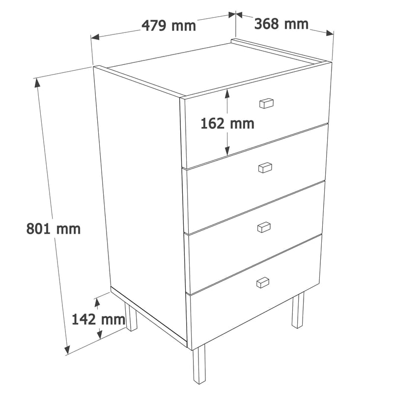 Kommode Hanah Home Luke (47,9 x 80,1 x 36,8 cm) Hvid - Hvid - Opbevaring - Opbevaringsmøbler - Kommode