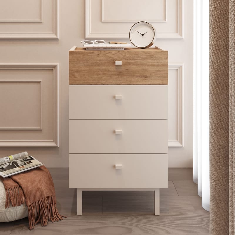 Kommode Hanah Home Luke (47,9 x 80,1 x 36,8 cm) Sand eg - Sand og eg - Opbevaring - Opbevaringsmøbler - Kommode