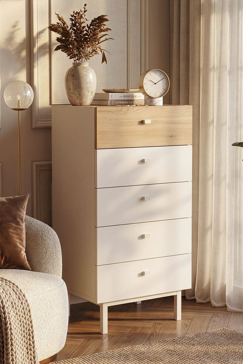 Kommode Hanah Home Luke (47,9 x 96,6 x 36,8 cm) Sand eg - Sandeg - Opbevaring - Opbevaringsmøbler - Kommode