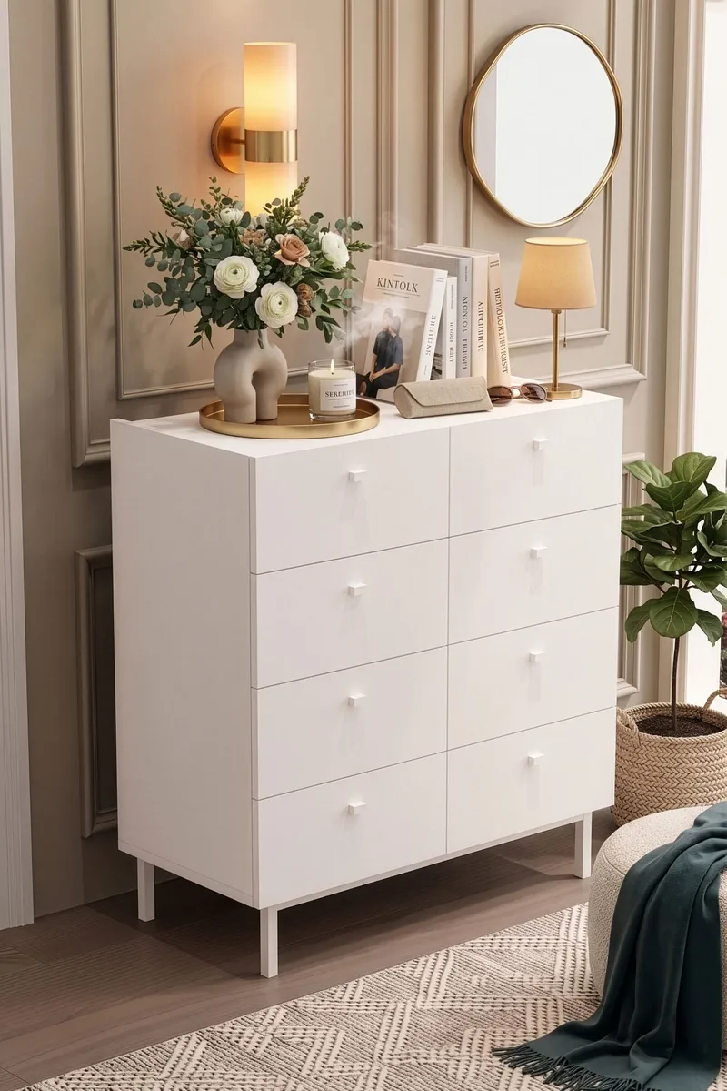 Kommode Hanah Home Luke (89,4 x 93,1 x 41,8 cm) Hvid - Hvid - Opbevaring - Opbevaringsmøbler - Kommode