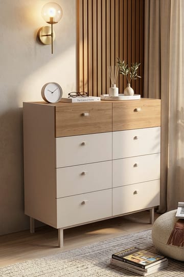 Kommode Hanah Home Luke (89,4 x 93,1 x 41,8 cm) Sand eg - Sand eg - Opbevaring - Opbevaringsmøbler - Kommode
