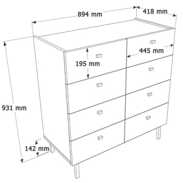 Kommode Hanah Home Luke (89,4 x 93,1 x 41,8 cm) Sand eg - Sand eg - Opbevaring - Opbevaringsmøbler - Kommode