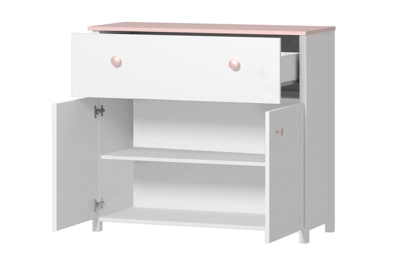 Hilts Byrå 110x90 cm Vit||Pink - Opbevaring - Opbevaringsmøbler - Kommode - Entrékommode